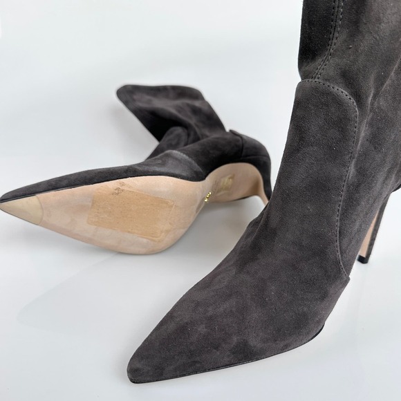 NIB Stuart Weitzman Leigh 95 Gray Suede Bootie Boot Heel Stiletto Pointed - Picture 8 of 13